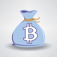 Blue Bitcoin Money Bag vector
