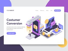 Landing page template of Customer Conversion Illustration Concept. Isometric flat design concept of web page design for website and mobile website.Vector illustration vector