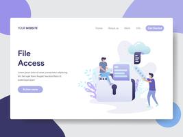 Landing page template of File Access Illustration Concept. Modern flat design concept of web page design for website and mobile website.Vector illustration vector