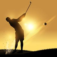 Golfista swing puesta de sol vector