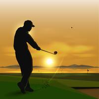 silhouettes golfer swing vector