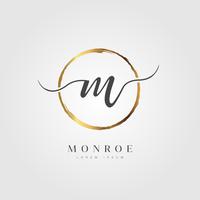 Gold Elegant Initial Letter Type M vector