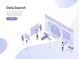 Landing page template of Data Search Isometric Illustration Concept. Flat design concept of web page design for website and mobile website.Vector illustration vector