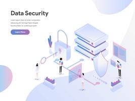 Landing page template of Data Security Isometric Illustration Concept. Flat design concept of web page design for website and mobile website.Vector illustration vector