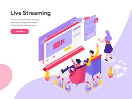 Landing page template of Live Streaming Isometric Illustration Concept. Isometric flat design concept of web page design for website and mobile website.Vector illustration vector