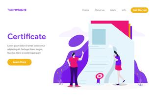 Landing page template of Certificate Illustration Concept. Modern flat design concept of web page design for website and mobile website.Vector illustration vector