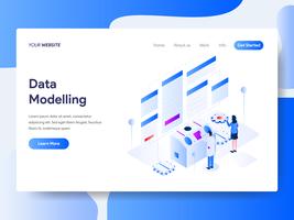 Landing page template of Data Modeling Isometric Illustration Concept. Isometric flat design concept of web page design for website and mobile website.Vector illustration vector