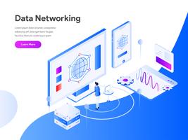 Data Networking Isometric Illustration Concept. Modern flat design concept of web page design for website and mobile website.Vector illustration EPS 10