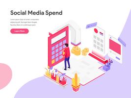 Landing page template of Digital Marketing Cost Isometric Illustration Concept. Isometric flat design concept of web page design for website and mobile website.Vector illustration vector
