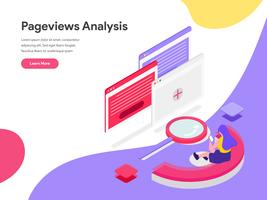 Landing page template of Pageviews Analysis Isometric Illustration Concept. Isometric flat design concept of web page design for website and mobile website.Vector illustration