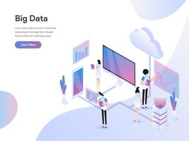 Landing page template of Big Data Isometric Illustration Concept. Isometric flat design concept of web page design for website and mobile website.Vector illustration vector