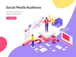 Landing page template of Reach Social Media Audience Illustration Concept. Isometric flat design concept of web page design for website and mobile website.Vector illustration vector