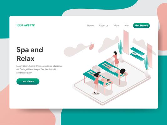 Landing page template of Relax and Spa Room Illustration Concept. Isometric design concept of web page design for website and mobile website.Vector illustration