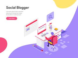 Landing page template of Blog Writer Illustration Concept. Isometric flat design concept of web page design for website and mobile website.Vector illustration vector