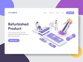 Landing page template of Refurbished Product Illustration Concept. Isometric flat design concept of web page design for website and mobile website.Vector illustration vector