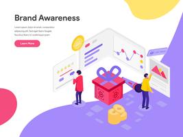 Landing page template of Brand Awareness Illustration Concept. Isometric flat design concept of web page design for website and mobile website.Vector illustration vector