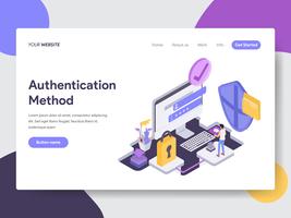 Landing page template of Online Shopping Authentication Method Illustration Concept. Isometric flat design concept of web page design for website and mobile website.Vector illustration