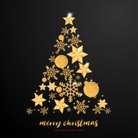 Merry Christmas and Happy new year greeting card in paper cut style background. Vector illustration Christmas celebration snowflakes tree on background for banner, flyer, poster, wallpaper, template.