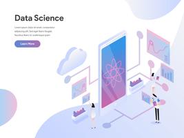 Landing page template of Data Science Isometric Illustration Concept. Isometric flat design concept of web page design for website and mobile website.Vector illustration