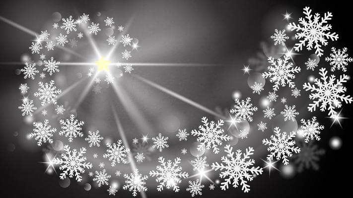 Snowflakes on Black background for banner, flyer, poster, wallpaper, template.