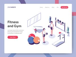 Landing page template of Fitness and Gym Illustration Concept. Isometric flat design concept of web page design for website and mobile website.Vector illustration EPS 10 vector
