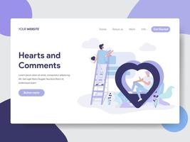 Landing page template of Hearts and Comment Illustration Concept. Modern flat design concept of web page design for website and mobile website.Vector illustration vector