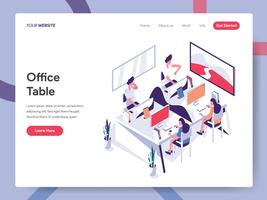 Landing page template of Office Table Illustration Concept. Isometric flat design concept of web page design for website and mobile website.Vector illustration EPS 10