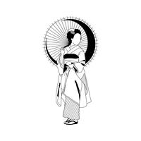 Geisha con paraguas vector