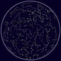 Vector map of southern sky with constellations