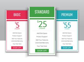 Pricing table  vector