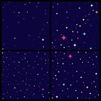 Conjunto de fondo de cielo nocturno con estrellas brillantes, ilustración vectorial de estilo plano vector