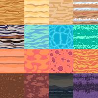 Set of vector seamless cartoon textures. Abstract stone, sand, rock and desert natural patterns