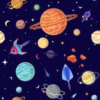 Sin patrón de los planetas en el espacio abierto. Estilo de dibujos animados de ilustración vectorial vector