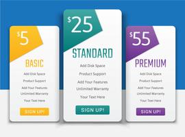 Pricing table vector