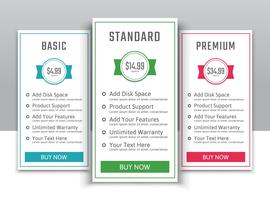 Pricing table  vector