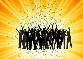 Party crowd on starburst background  vector