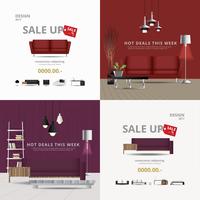 2 banner muebles venta diseño plantilla vector illustration