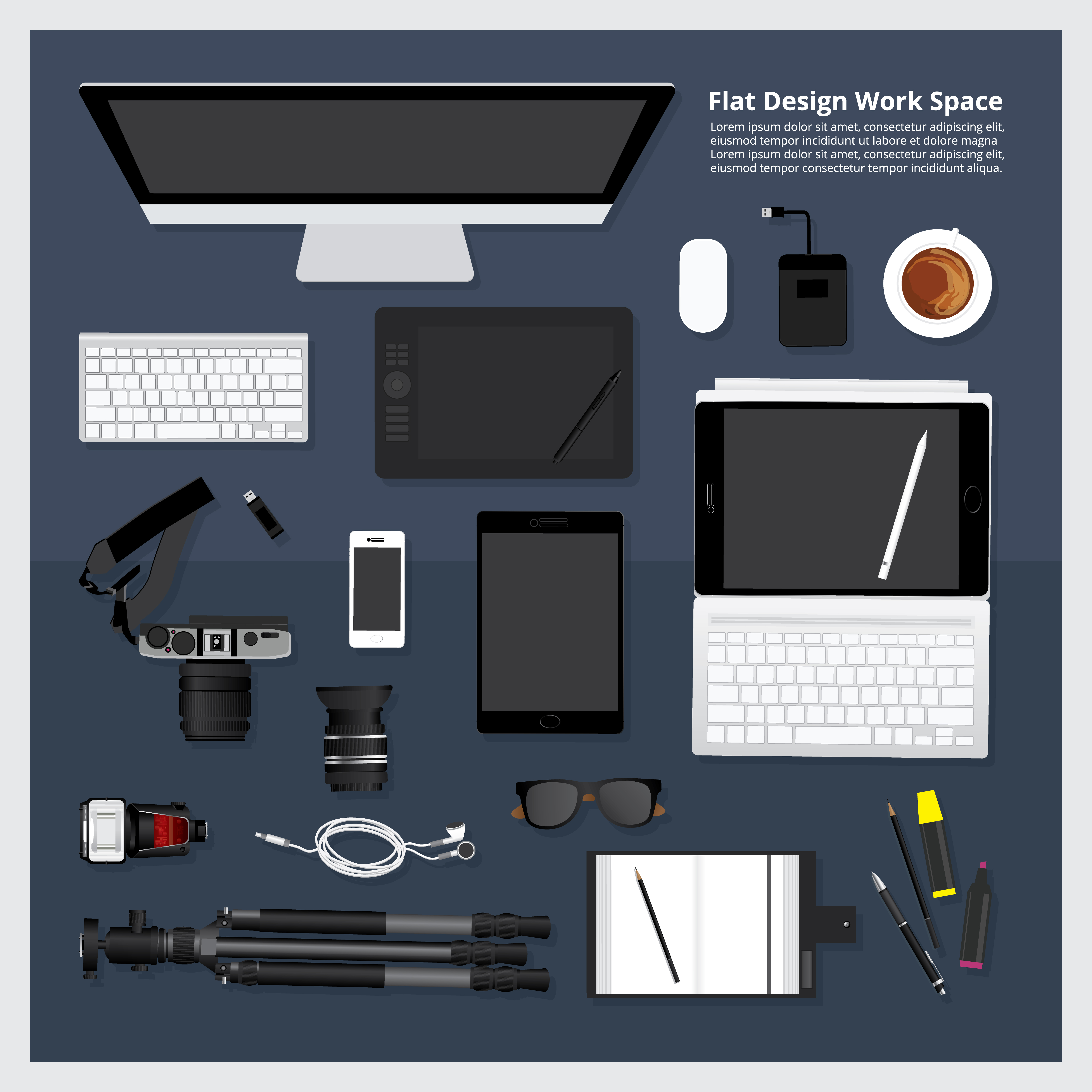 Creative And Graphic Design Tool Workspace Isolated Vector