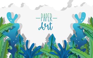 Paper art undersea vector