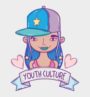 Youth culture millenial woman cartoon vector