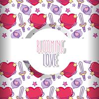 Love and hearts pattern background vector