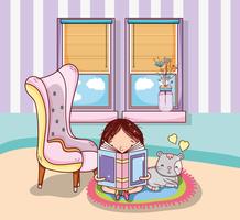 Girl with books cartoons vector