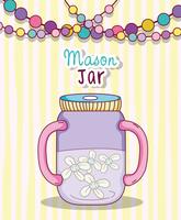 Mason jar party drawing vector