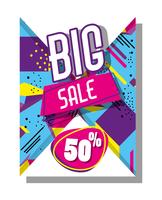 Big sale poster memphis tyle vector