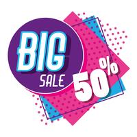 Big sale memphis style poster vector