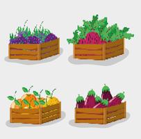 Set of pixelated natural food vector