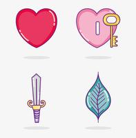 Set de caricaturas de amor y corazones. vector