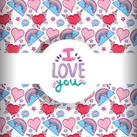 Love and hearts pattern background vector