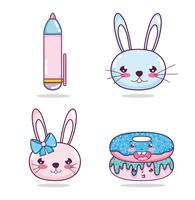 Set of kawaii cartoons vector