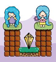 Cute pixelated videogame fantasy scenery vector